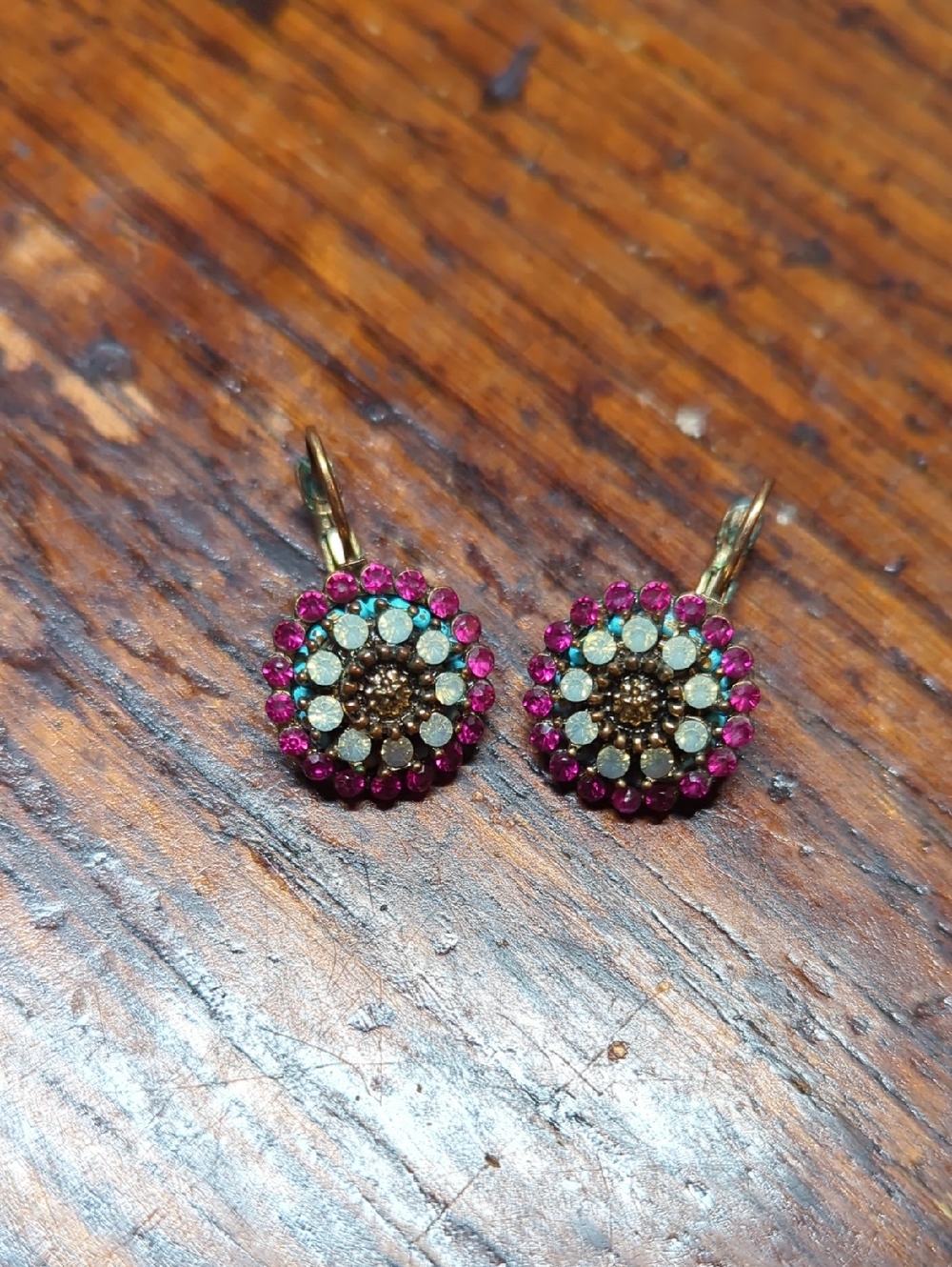 **FREE ADD ON**Vintage Look Pink and Aqua Drop Earrings